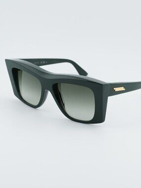 Bottega Veneta BV1270S 004 Women Sunglasses Green Geometric Frame, Green Lenses
